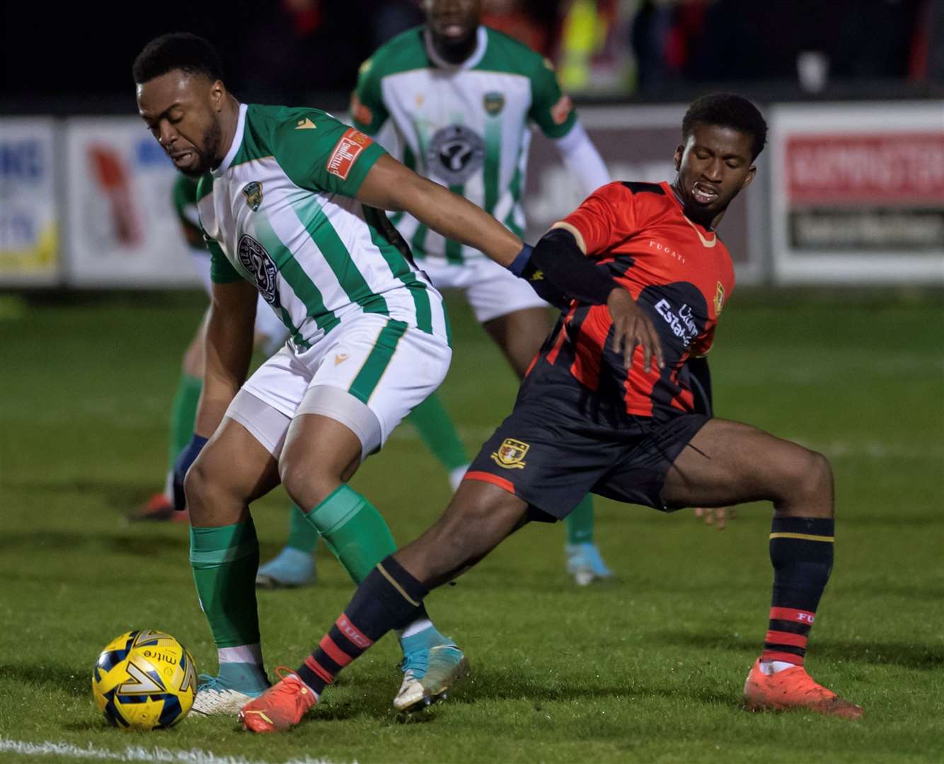 Sittingbourne defender Donvieve Jones, right, is staying at Woodstock. Picture: Ian Scammell