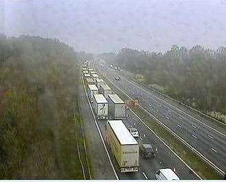 Traffic is building on the M20. Photo: National Highways