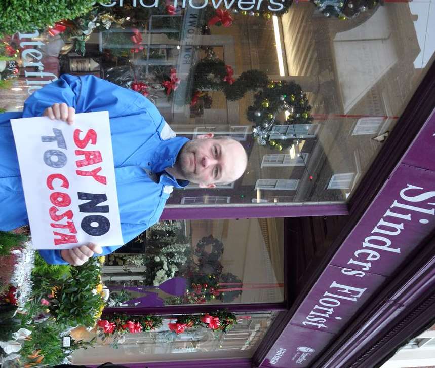 Tony Scudder outside Slinders Florist in Rochester High Street