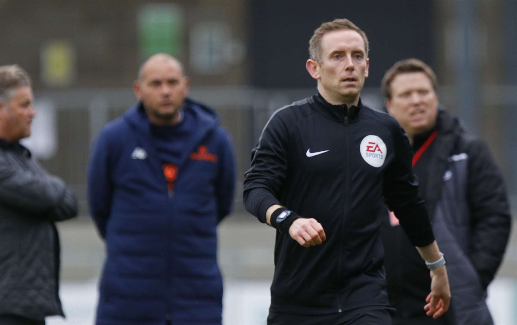 Referee Paul Johnson was left without a linesman at half-time. Picture: Andy Jones (42742957)