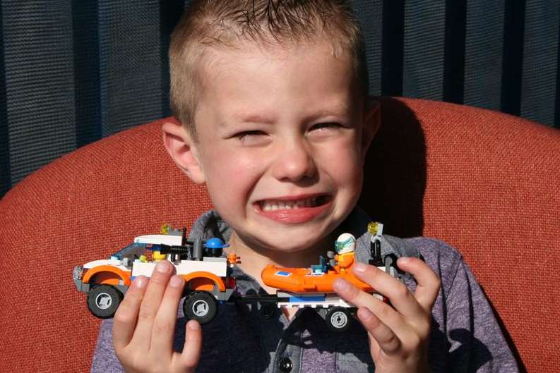 Hero Jayden Darlington with his RNLI Lego kit