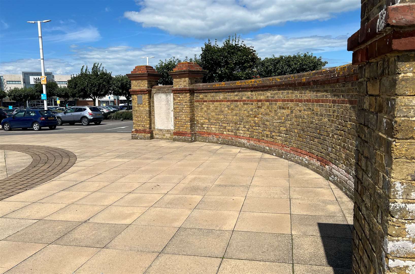 The old hospital wall at the Westwood Cross car park