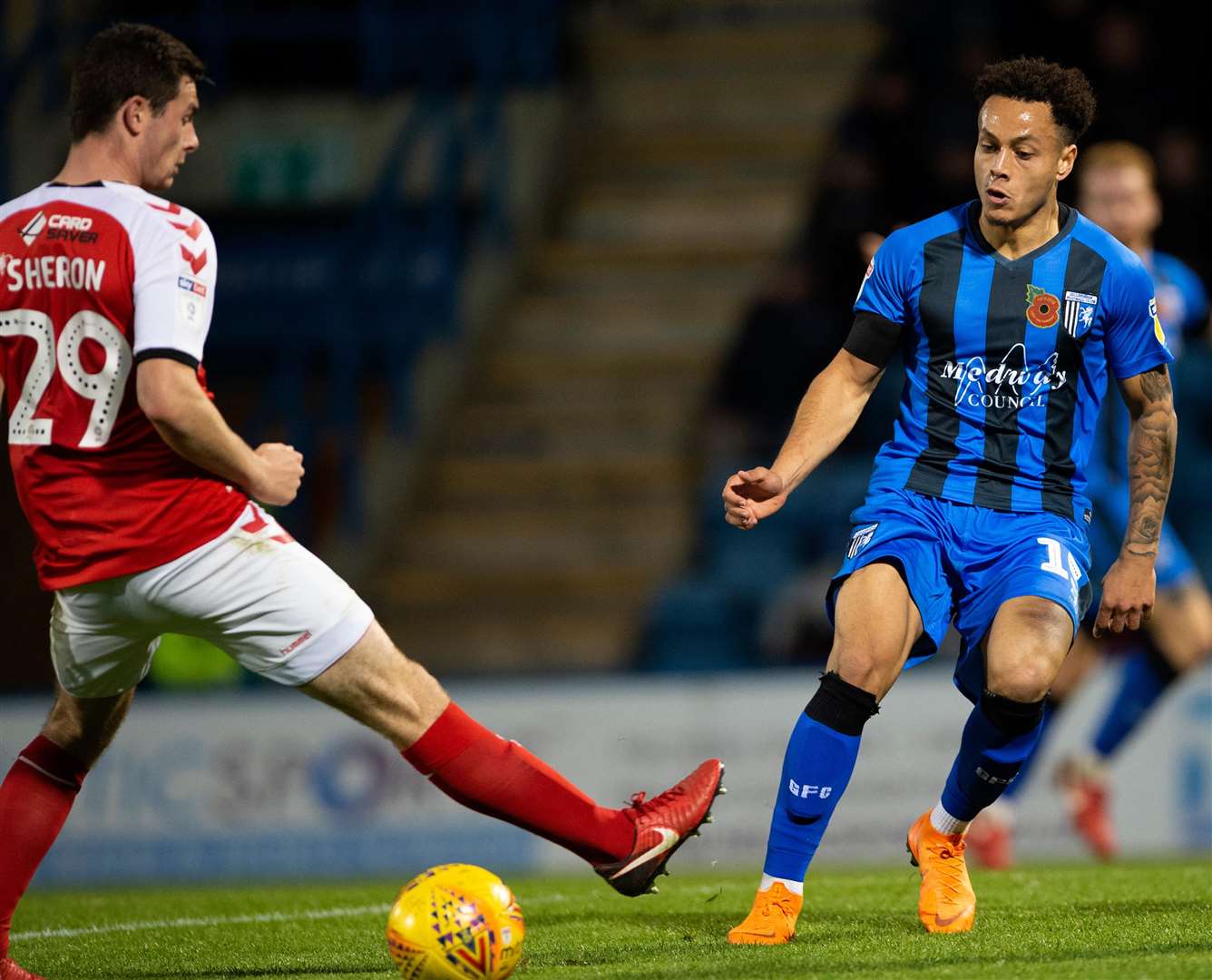 Elliott List slides the ball past Nathan Sheron Picture: Ady Kerry