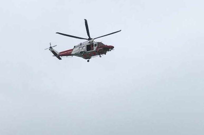 Margate's RNLI lifeboat stands by the fishing vessel, slong with the coastguard helicopter. Picture: RNLI Margate/Karl Davey Picture: RNLI Margate/Karl Davey