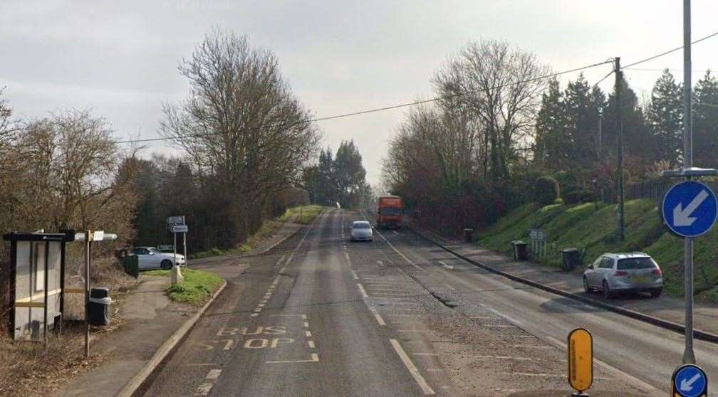 A two-vehicle crash happened at the junction of Roughetts Road and A20 London Road in Ryarsh, near West Malling. Picture: Google