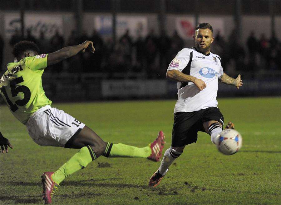 Adam Birchall scored two goals on loan at Dartford Picture: Andy Payton