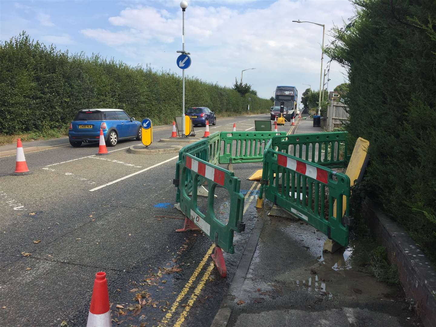 The temporary traffic lights in New Dover Road, Canterbury