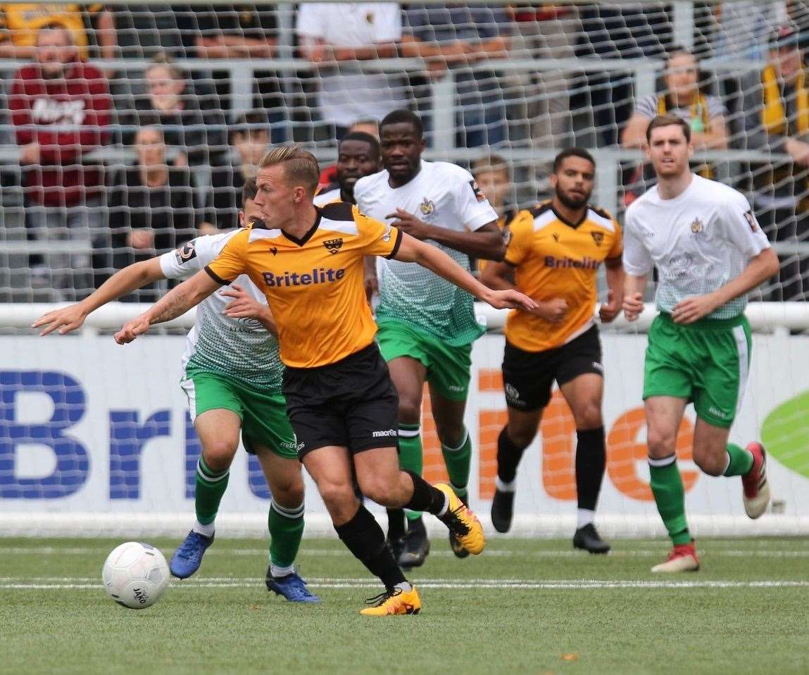 Sam Corne in possession for Maidstone Picture: Matthew Walker