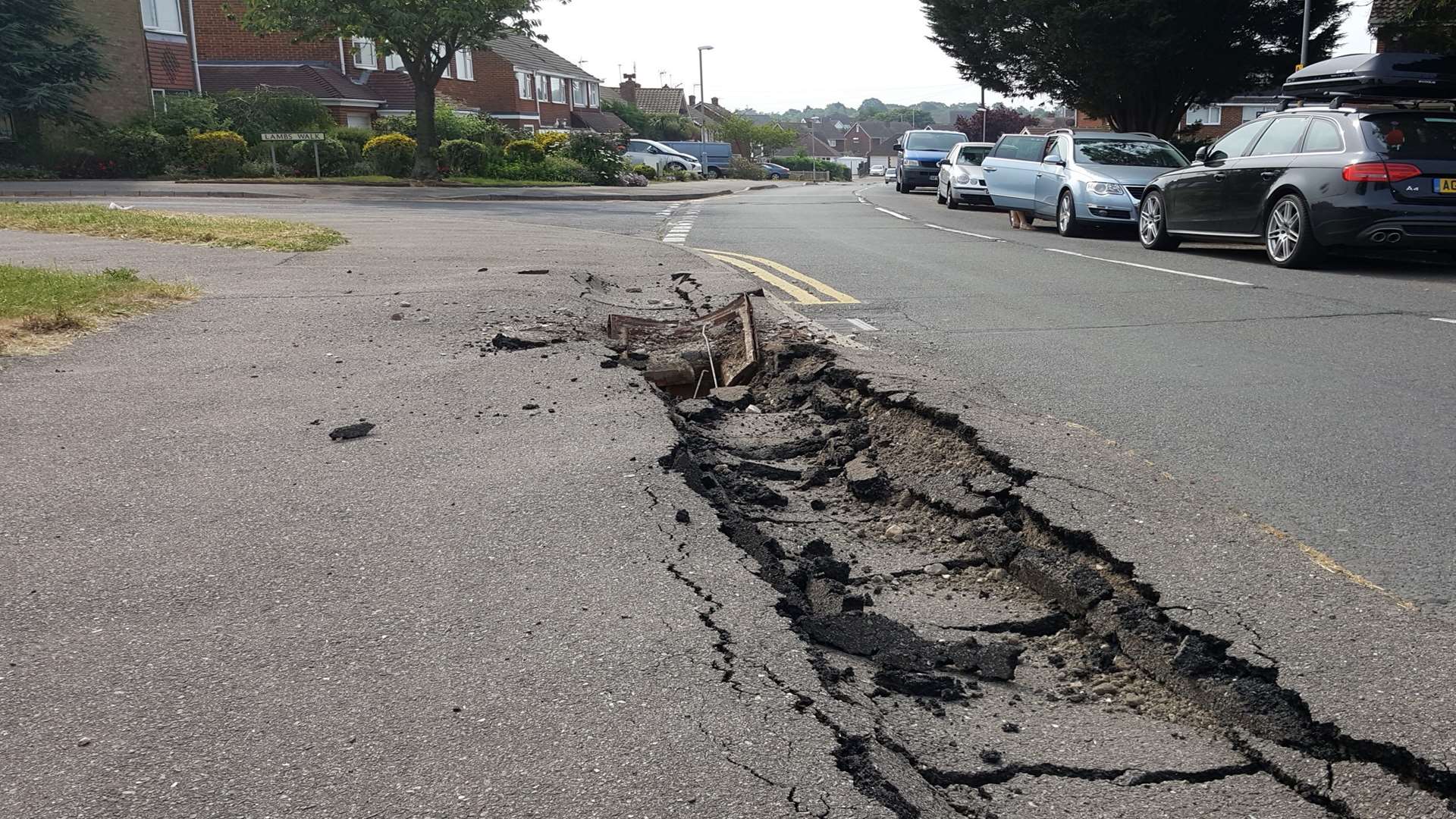 A trail of destruction in Sherwood Drive.