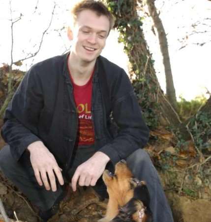 REUNITED: Barney with his owner Ben Corello. Picture: ANDY PAYTON