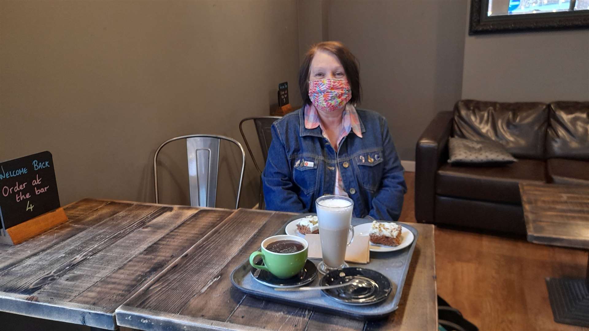 Judith Ratcliffe was excited to have a coffee out of the rain