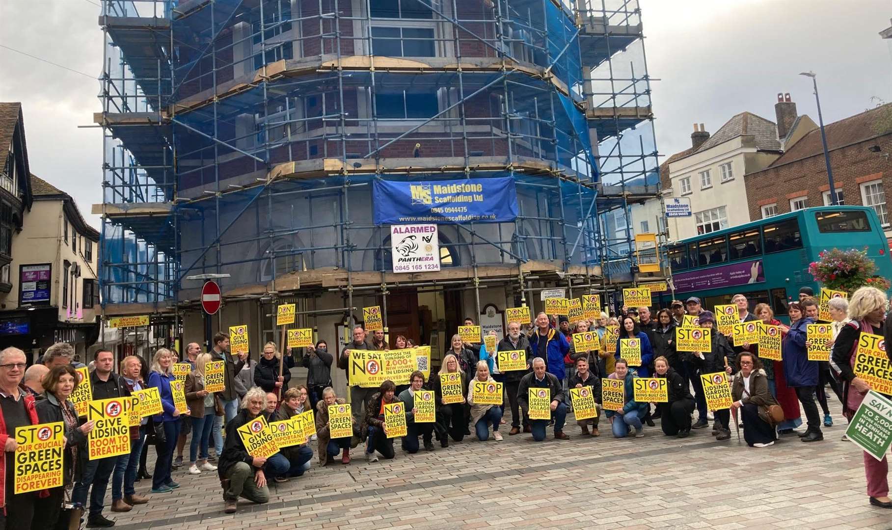 A protest outside Maidstone council offices in 2021 against the garden villages