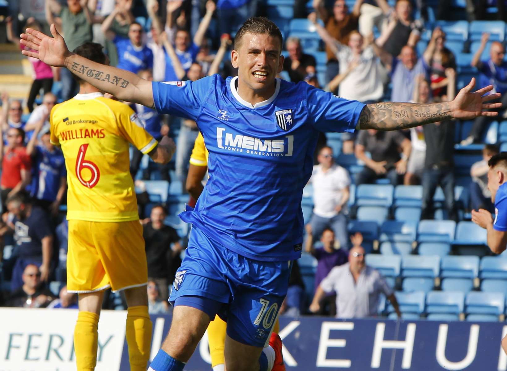 Cody McDonald celebrates Joe Quigley's goal Picture: Andy Jones