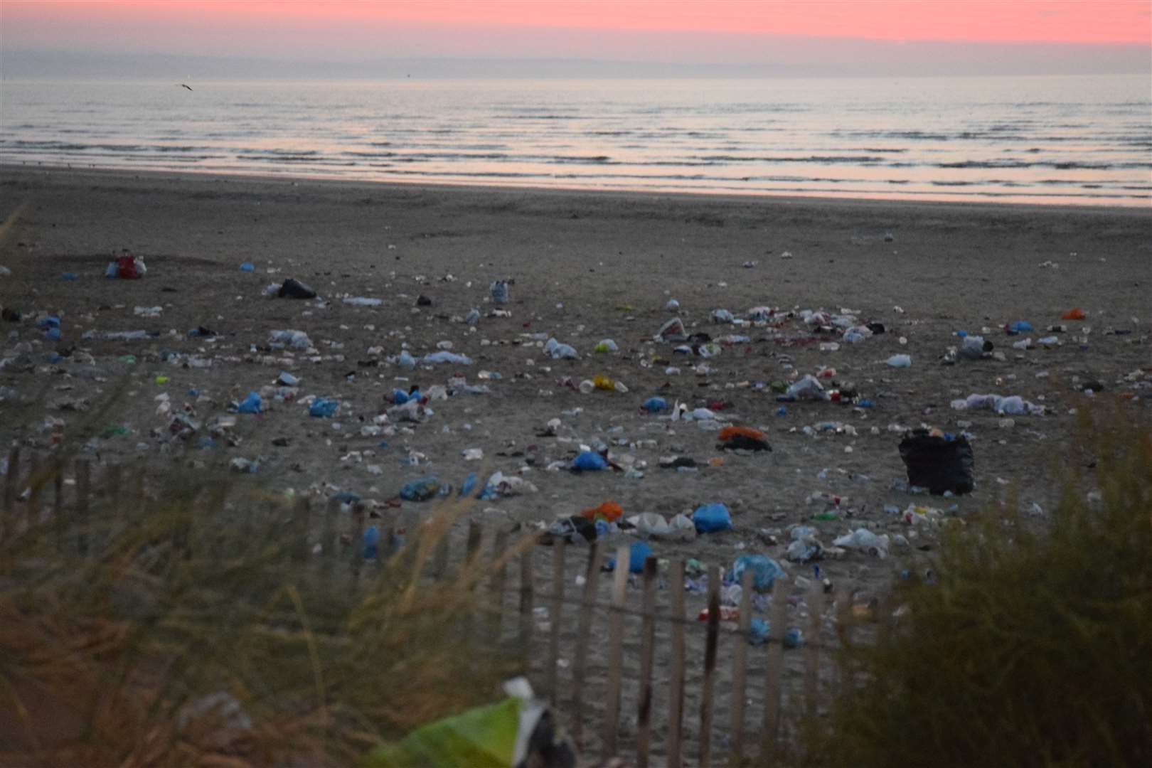 Rubbish left on Greatstone beach after a party earlier this month. Picture: Pd Photography