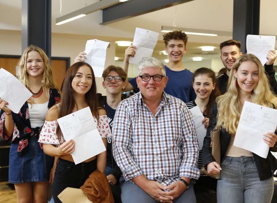 Valley Park School students celebrate their results.