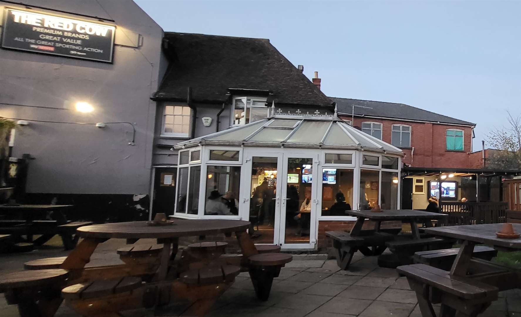 The Red Cow's beer garden