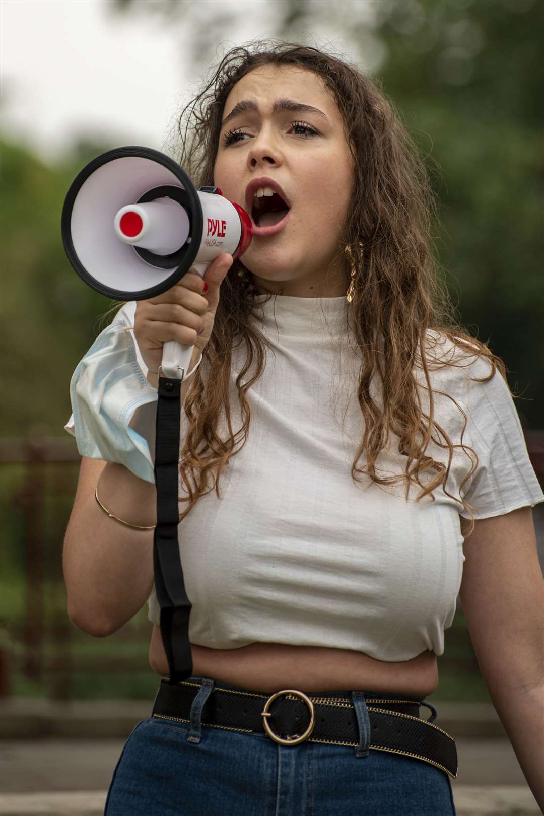 Protest organiser India Benjamin-Brown from Simon Langton Boys' Grammar. Picture: Jo Court