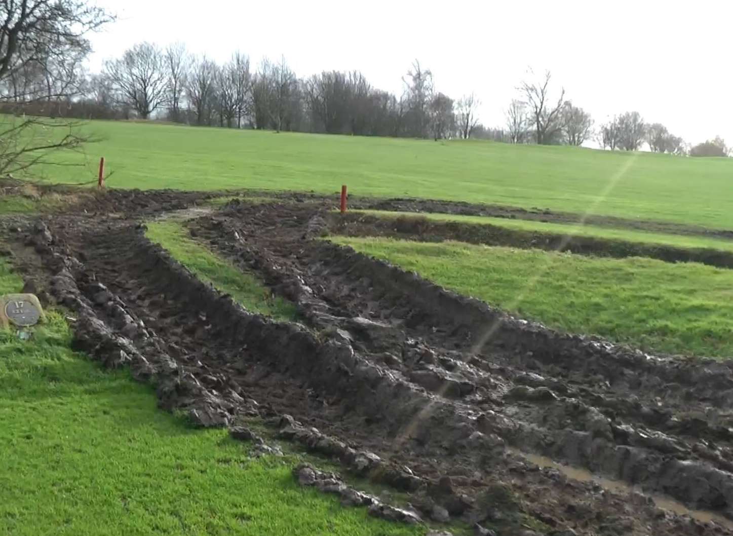 The golf course was churned up during 'seasonal maintenance' in January. Picture Tony Broad.