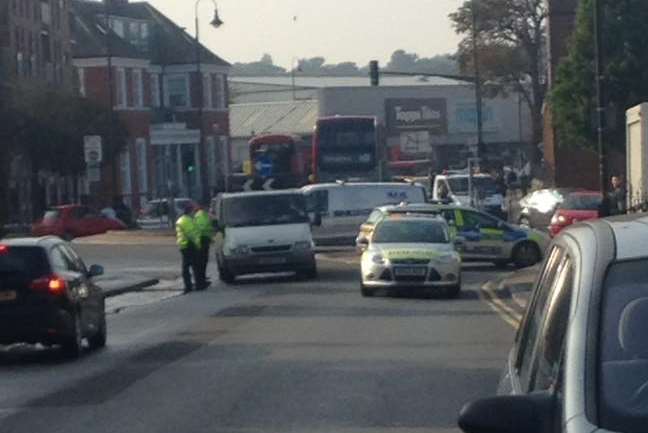 Burst water main causes traffic delays. Pictures: Matt Devincenzi