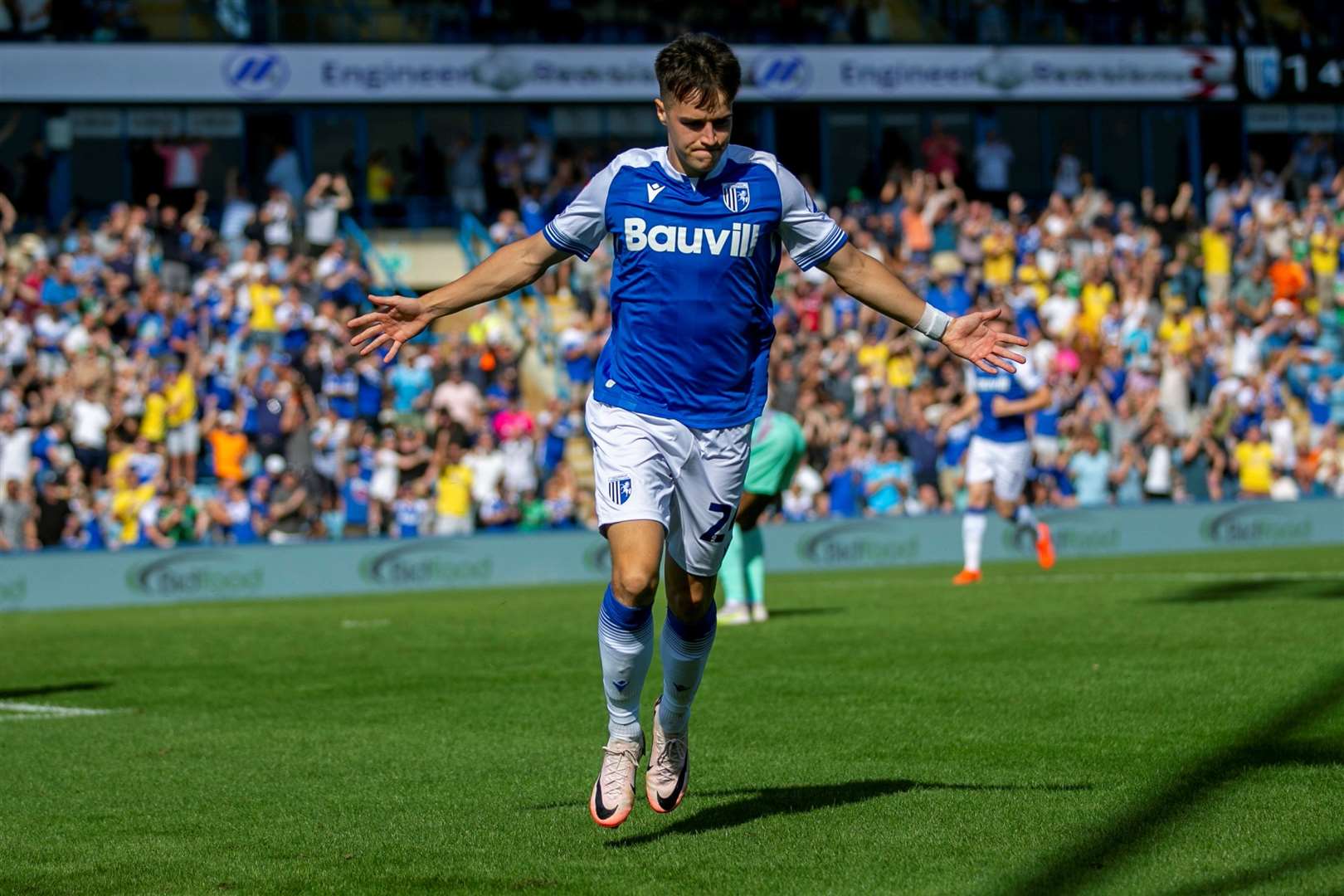 Jacob Wakeling scored Gillingham’s second goal at Priestfield Picture: @Julian_KPI