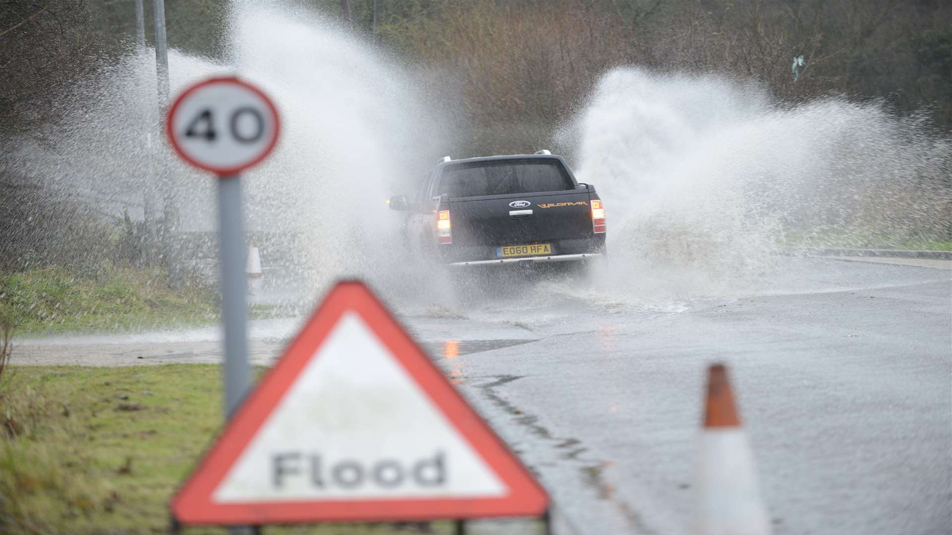 A flooded road. Stock image