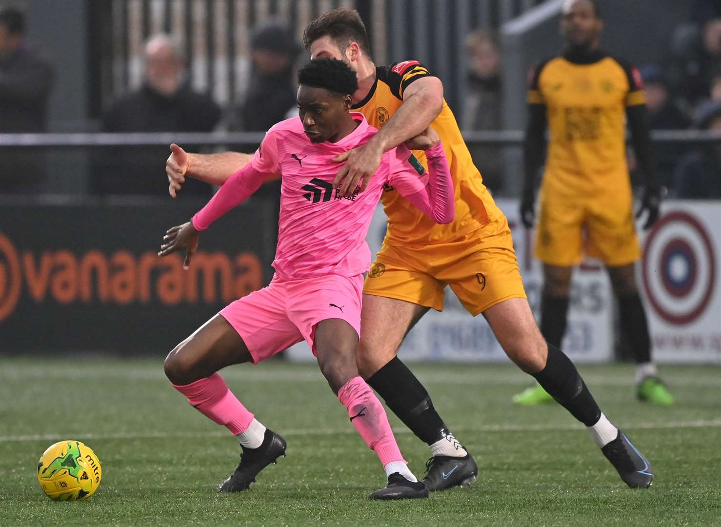 Dartford's Jordan Wynter holds off Cray Wanderers on Saturday. Picture: Keith Gillard