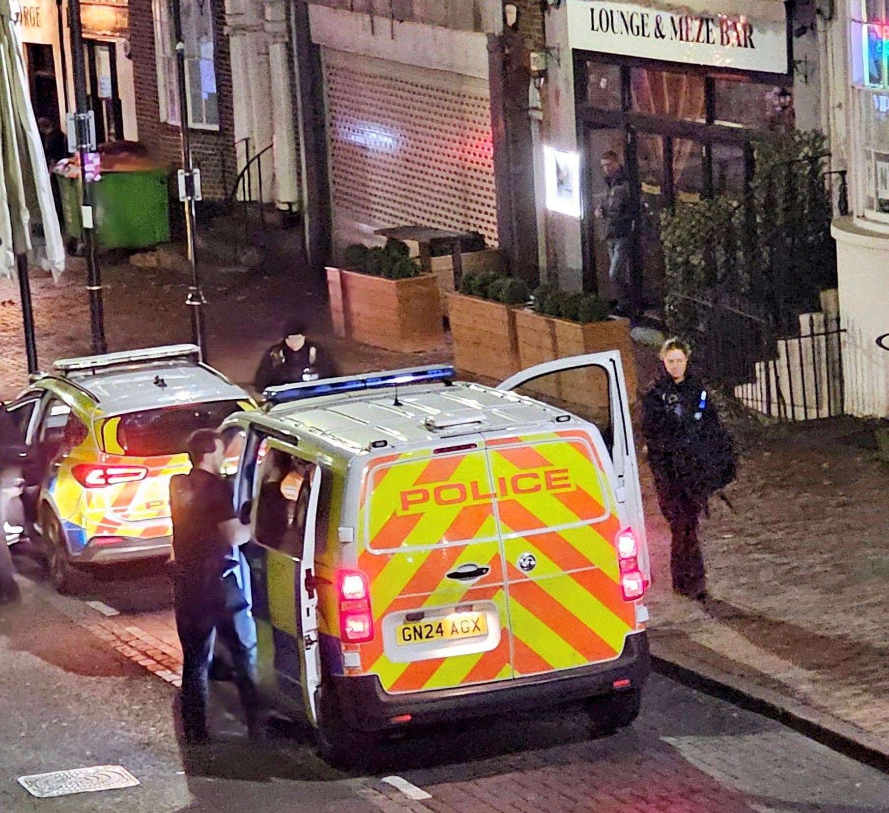 Police officers arrested a woman in her 20s outside Ephesus Lounge and Mezze Bar in Sittingbourne High Street. Picture: Matilda Johnson