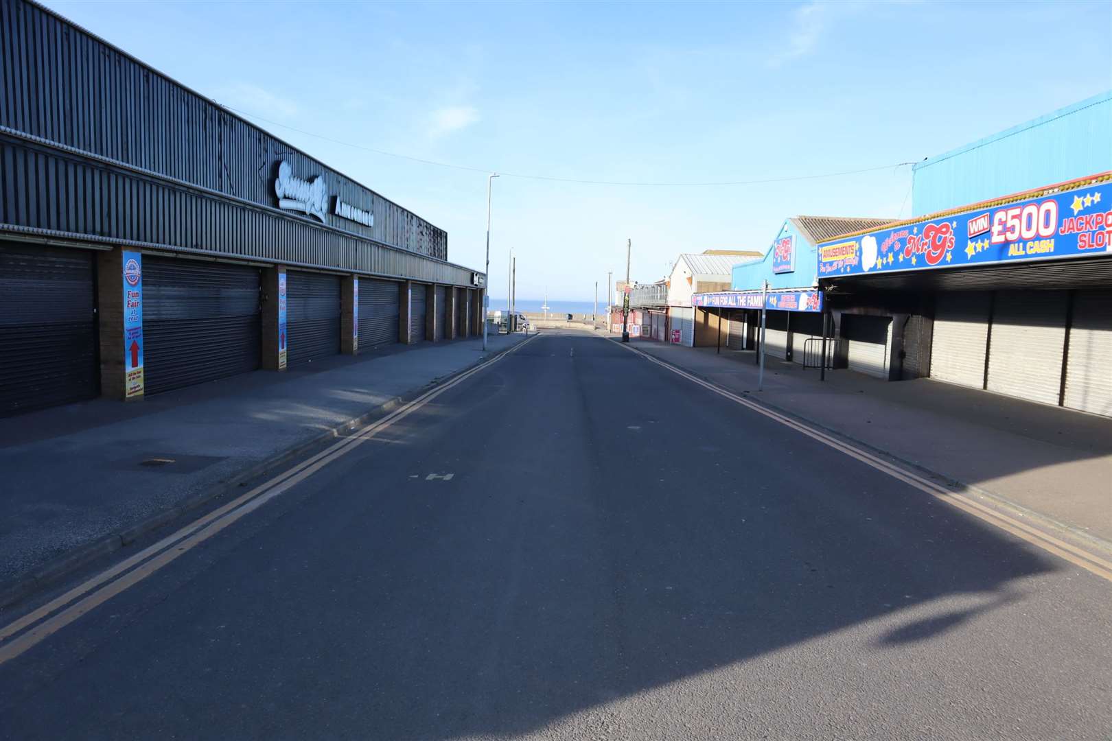 Ghost town. Leysdown in lockdown and no crowds on the Isle of Sheppey as a result of the coronavirus scare.