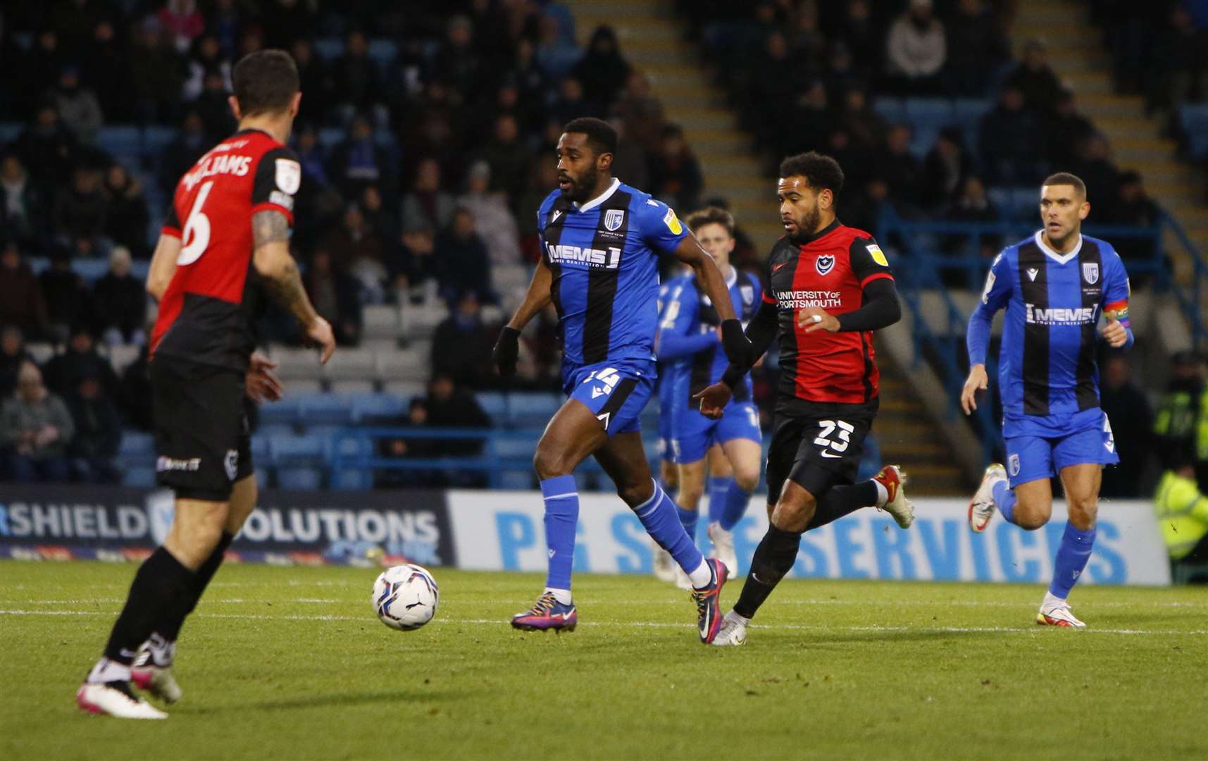 Gillingham midfielder Mustapha Carayol in possession. Picture: Andy Jones