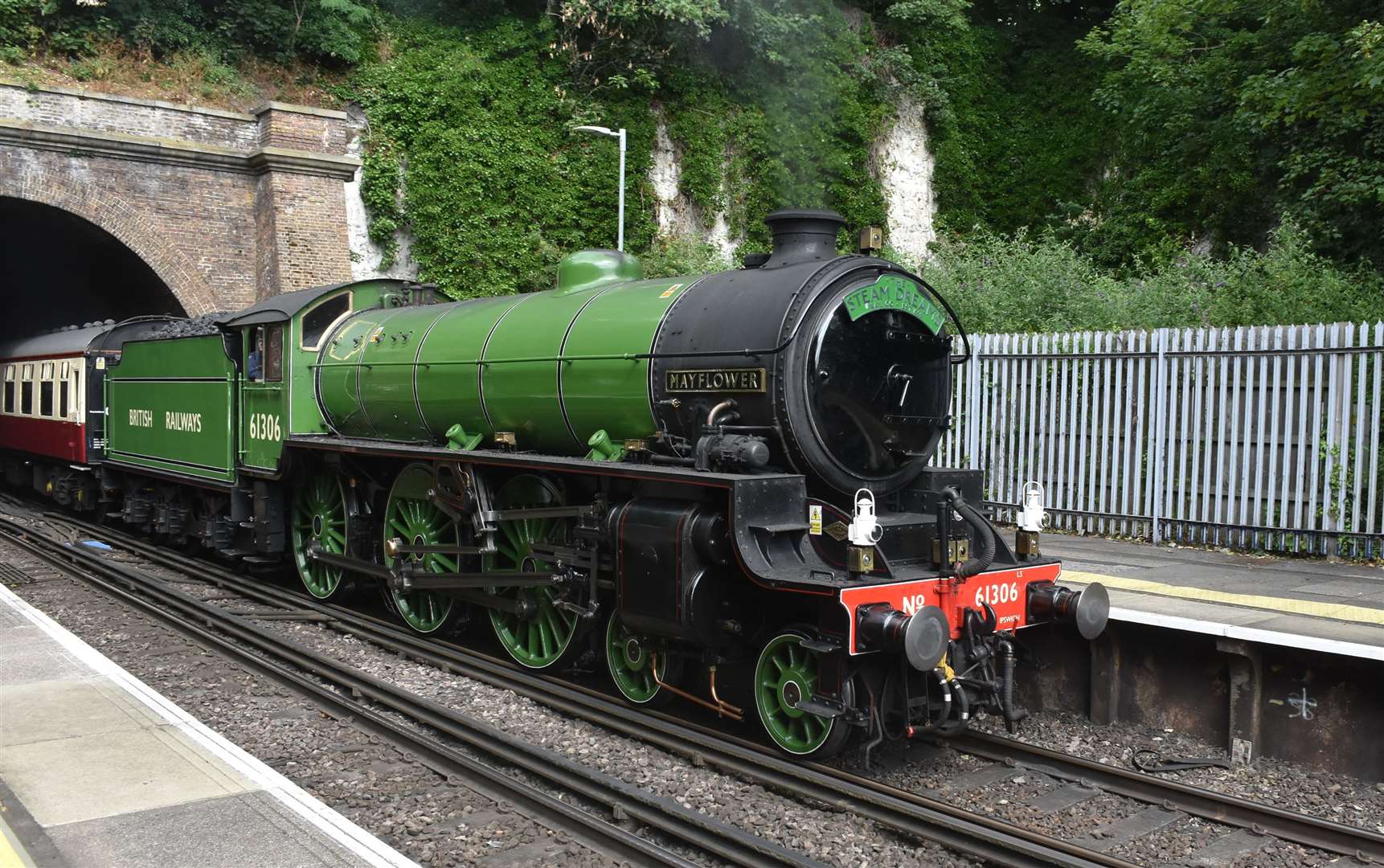 The Mayflower spotted as she passed through Chatham station: Jason Arthur