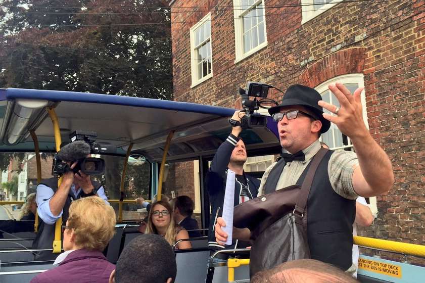 EastEnders actor Ryan Philpott narrating the tour to mark the 800th anniversary since the siege of Rochester Castle