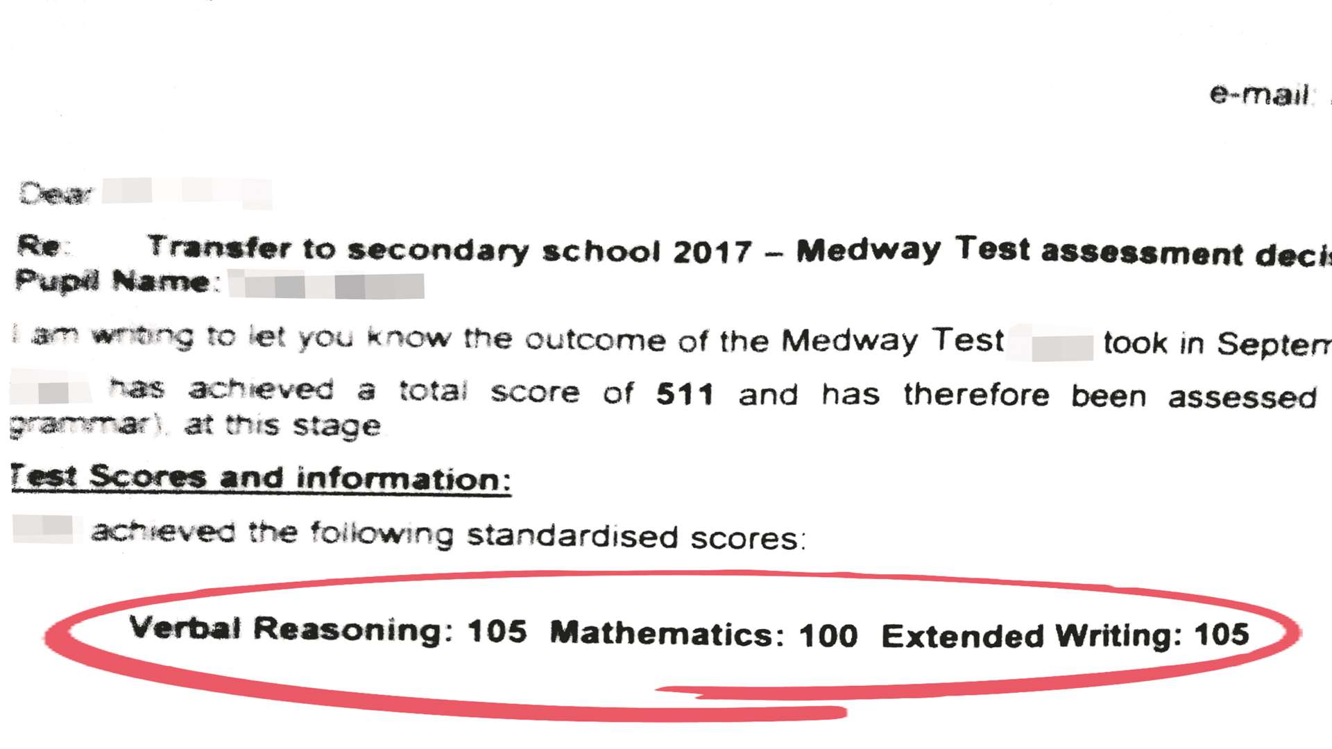 The marks did not add up in letters sent to parents