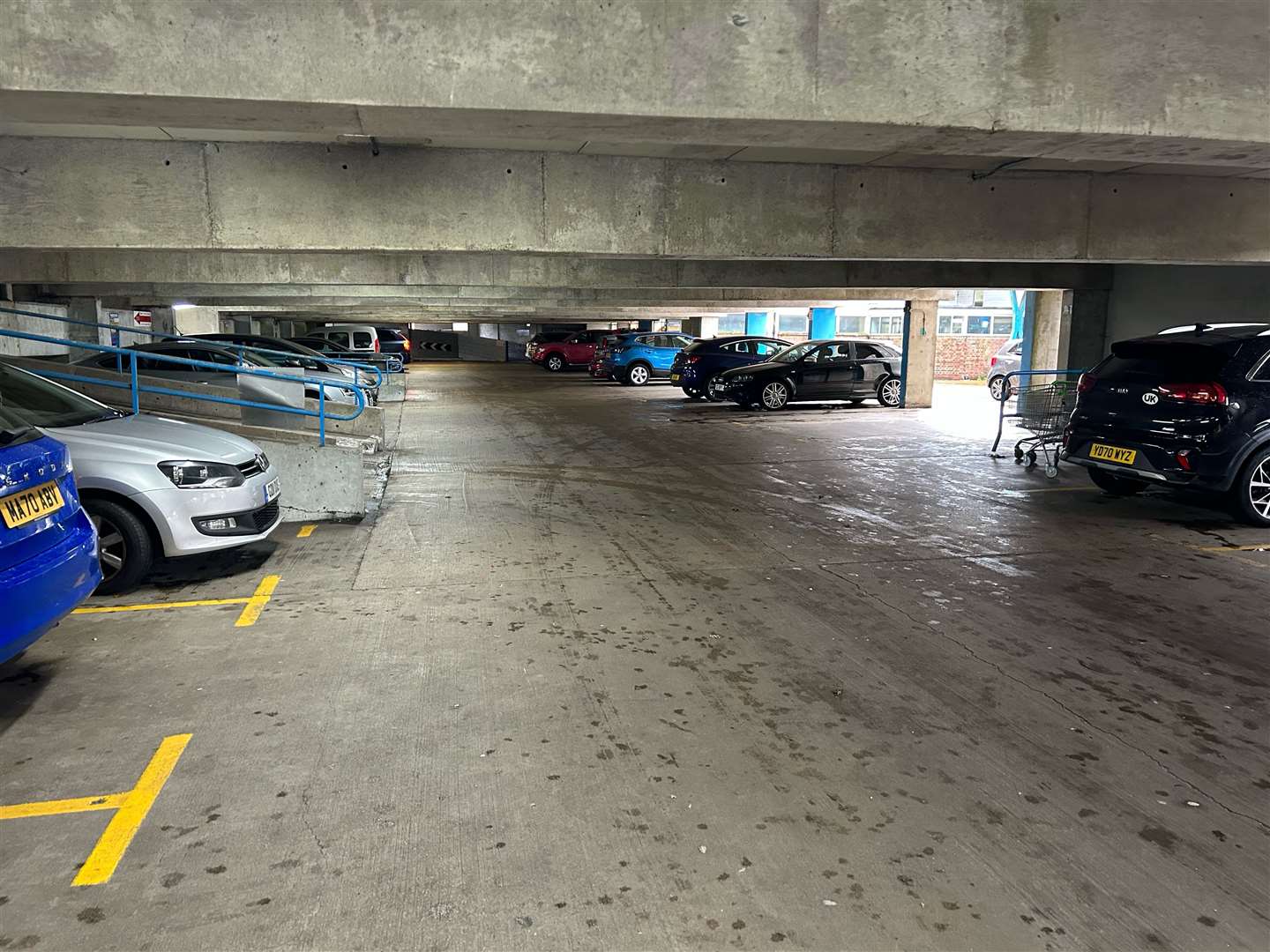 Inside the car park at the Charlton Shopping Centre