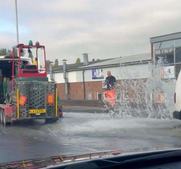 The water leak in Longfield Road, Tunbridge Wells. Photo: Anthony Tooke