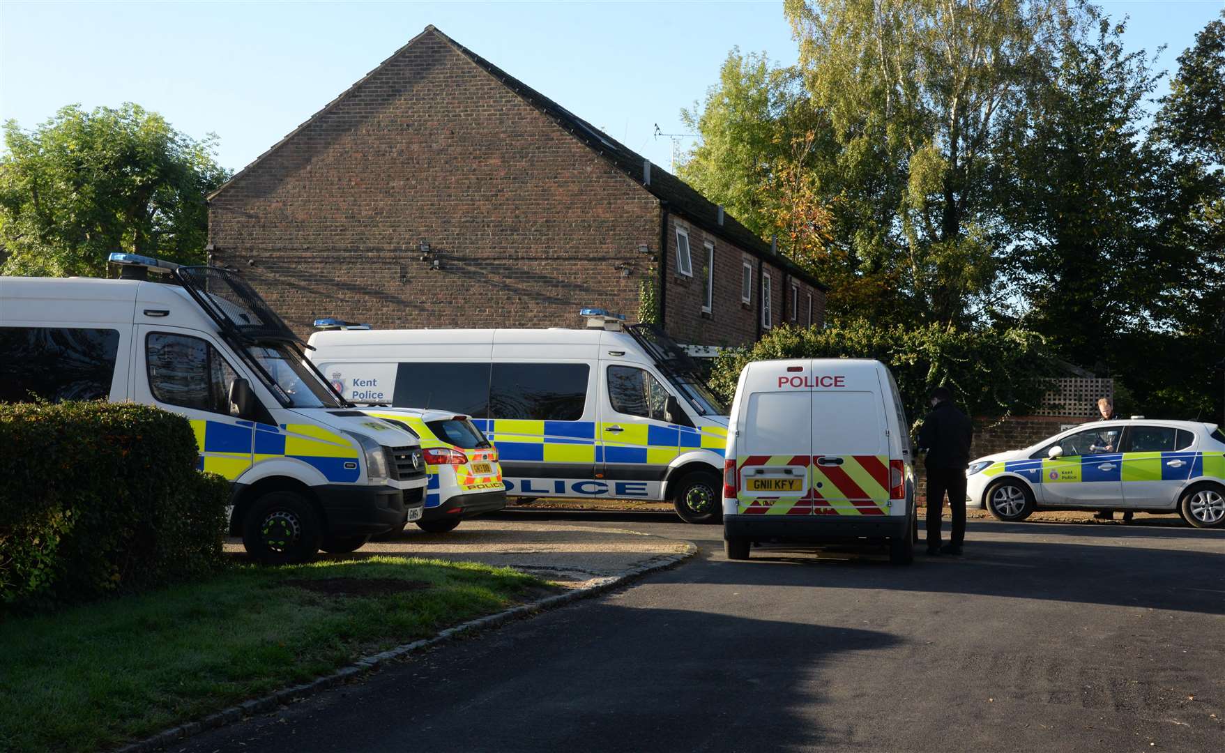 Police in Bazes Shaw, New Ash Green during the search for Sarah Wellgreen