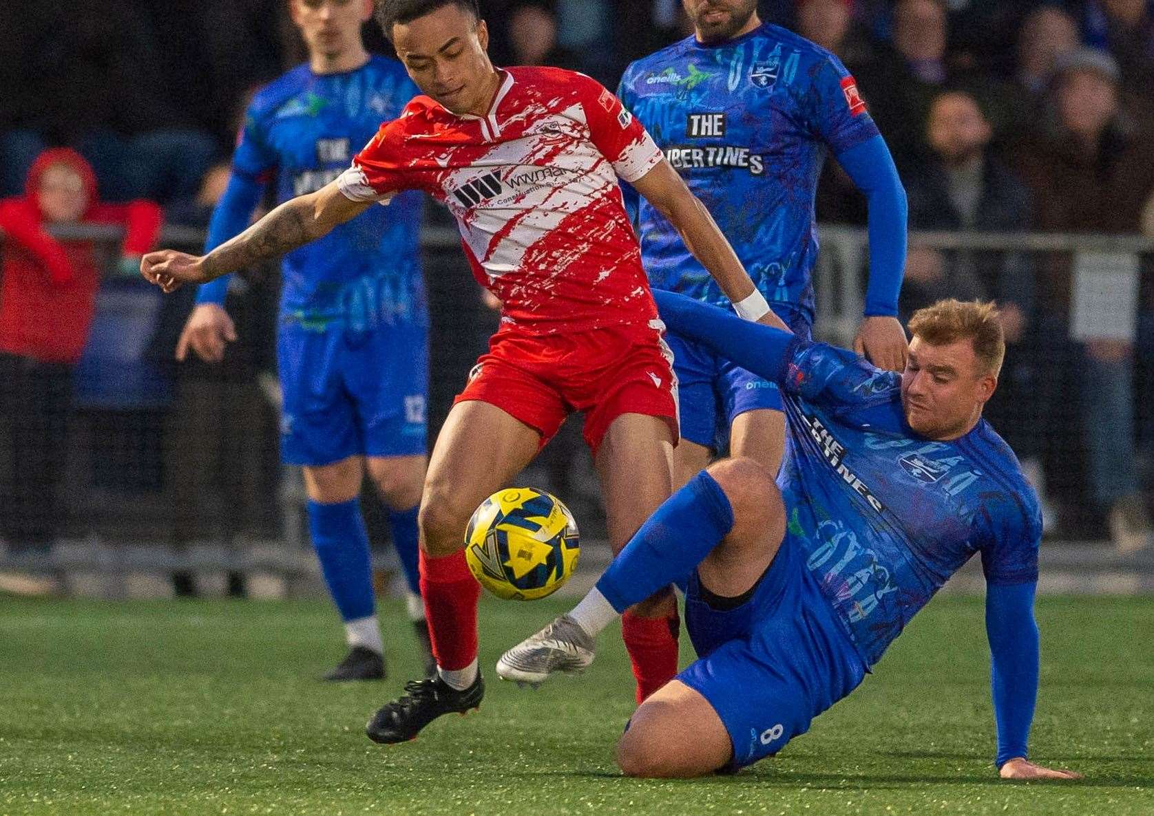 Margate skipper Sam Blackman – the midfielder saw red in Gate’s 3-1 weekend loss against Horsham. Picture: Ian Scammell