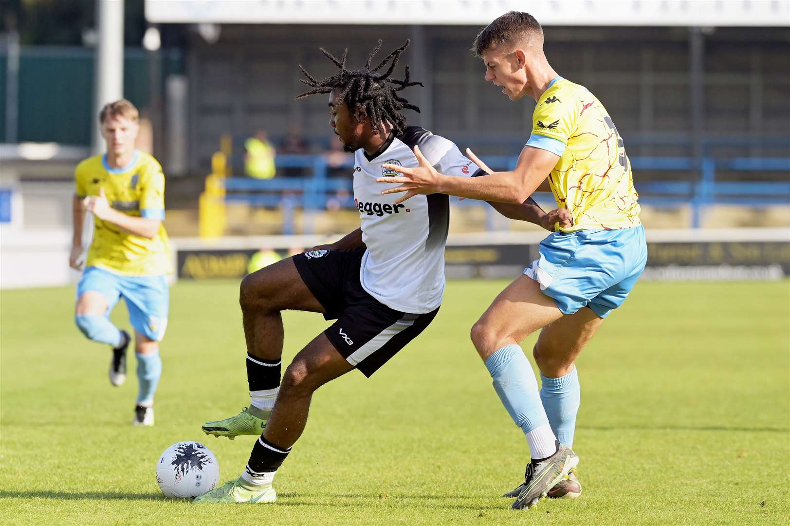 Substitute and Dover scorer Roman Charles-Cook on the ball in their 3-1 weekend home loss to Weymouth. Picture: Stuart Brock