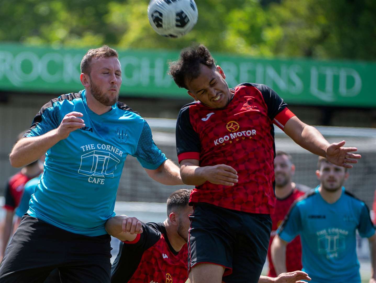 Woodnesborough reserves (blue) and Bocca Juniors go head to head at the Gallagher Stadium. Picture: Ian Scammell/PSP Images