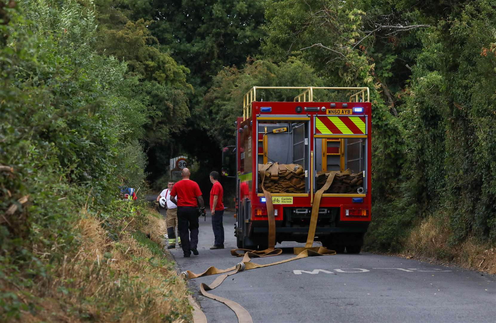 More than 70 firefighters have been tackling the fire near Orpington. Picture: UKNIP