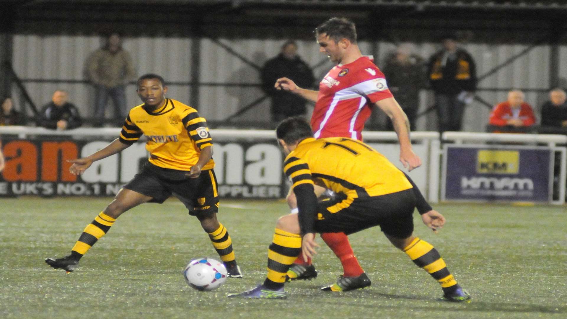 Ebbsfleet's Matt Johnson plays a pass under pressure from Alex Flisher Picture: Steve Crispe