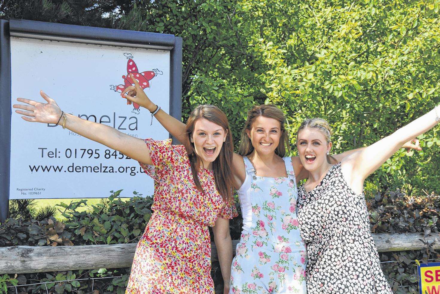 (left to right) Sophie La-Haye, Paige Dennis, Jaime Emmett from Sittingbourne who are taking part in a charity skydive.