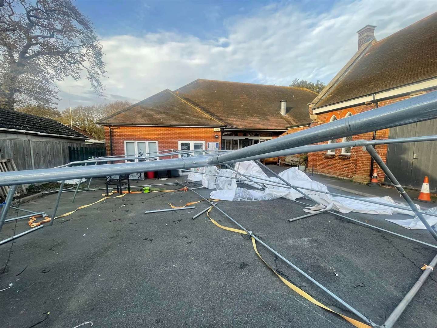 All that was left of the marquee after strong winds caused chaos