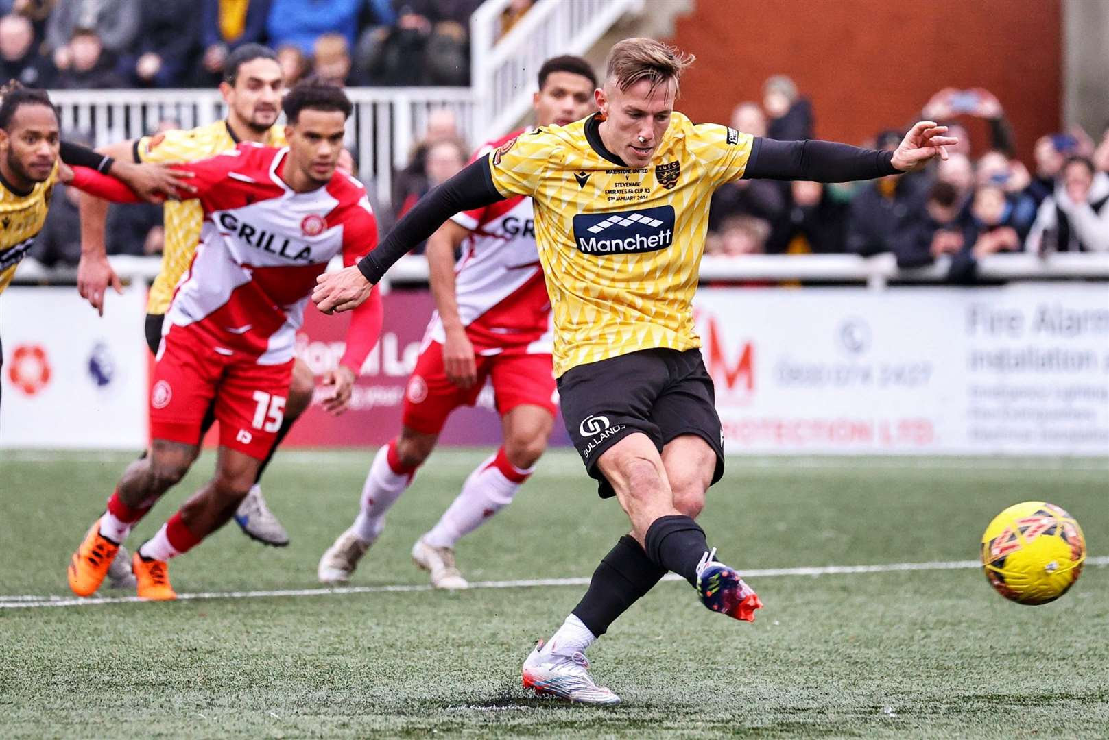 Sam Corne gives Maidstone the lead from the penalty spot. Picture: Helen Cooper