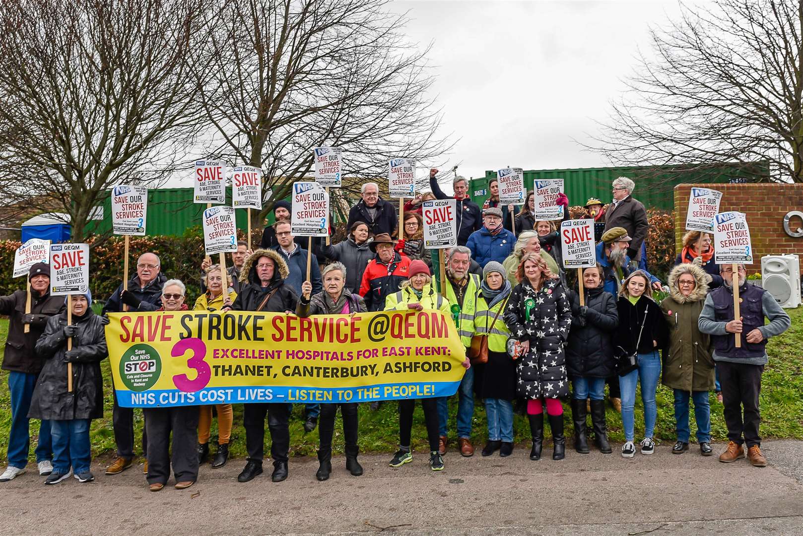 Protest for improved NHS services at Margate. QEQM Ramsgate Road entrance, Margate. 220220 Picture: Alan Langley...... (29866771)