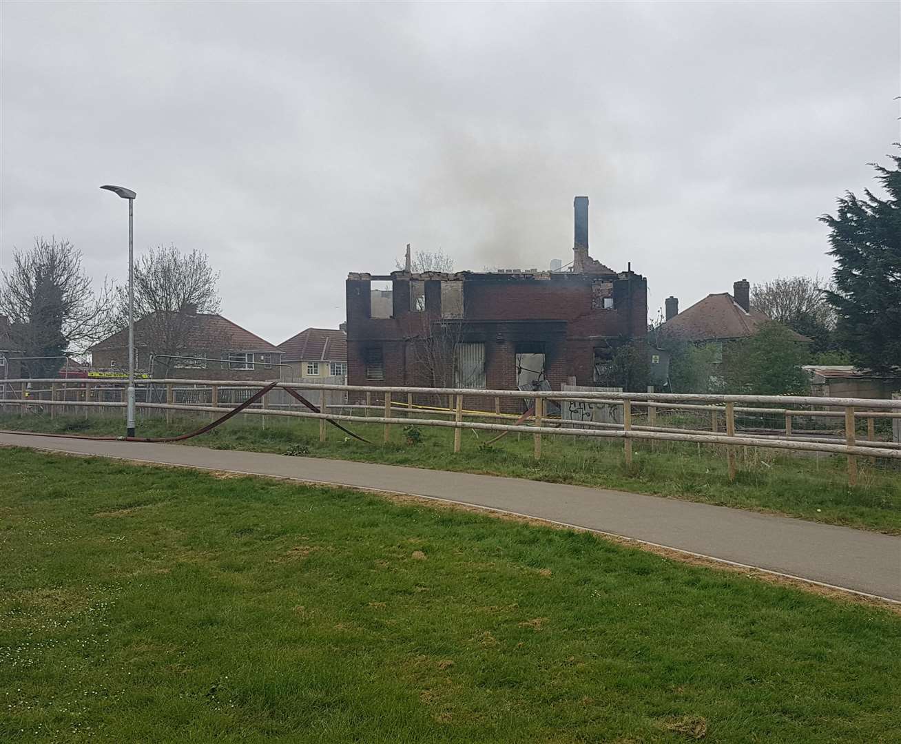 Smoke continues to pour from Aylesham's former Royal British Legion club