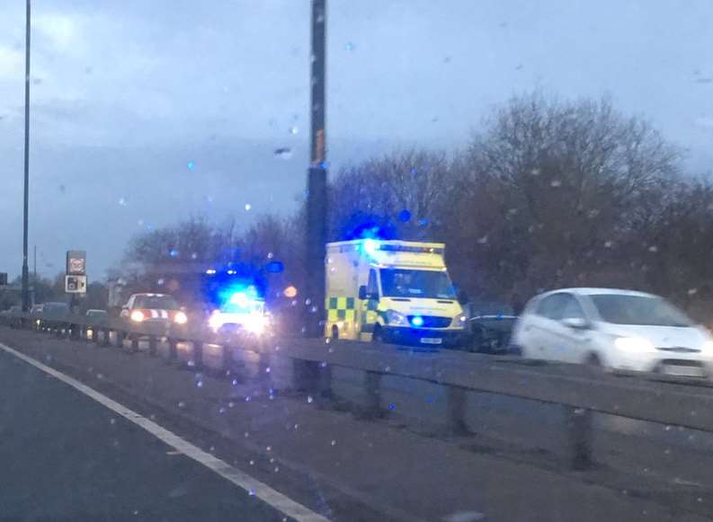 An ambulance arrives at the tunnel crash. Picture: TheAlonsoRole