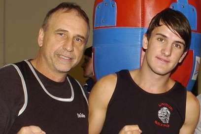 Ray Askew, left, with Southern Area champion Adam Dingsdale Picture: Steve Crispe