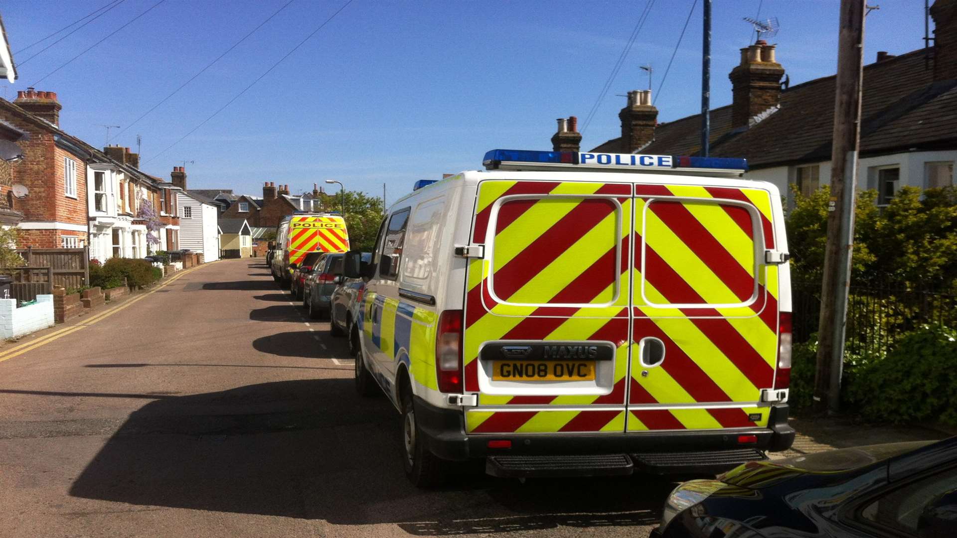 Two police vans stationed in Island Wall this morning