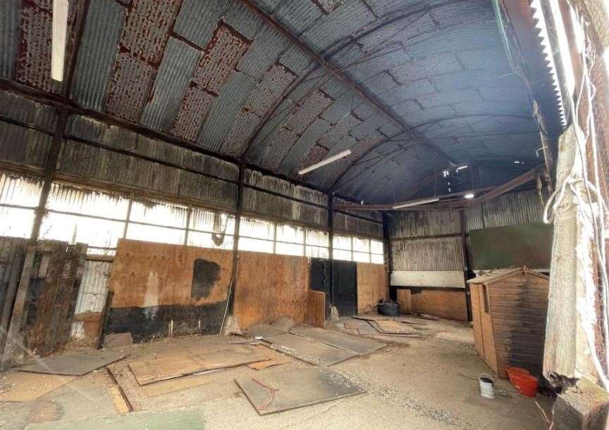 The interior of the Dutch-style barn at Crumps Farm. Picture: Savills/Clague Architects