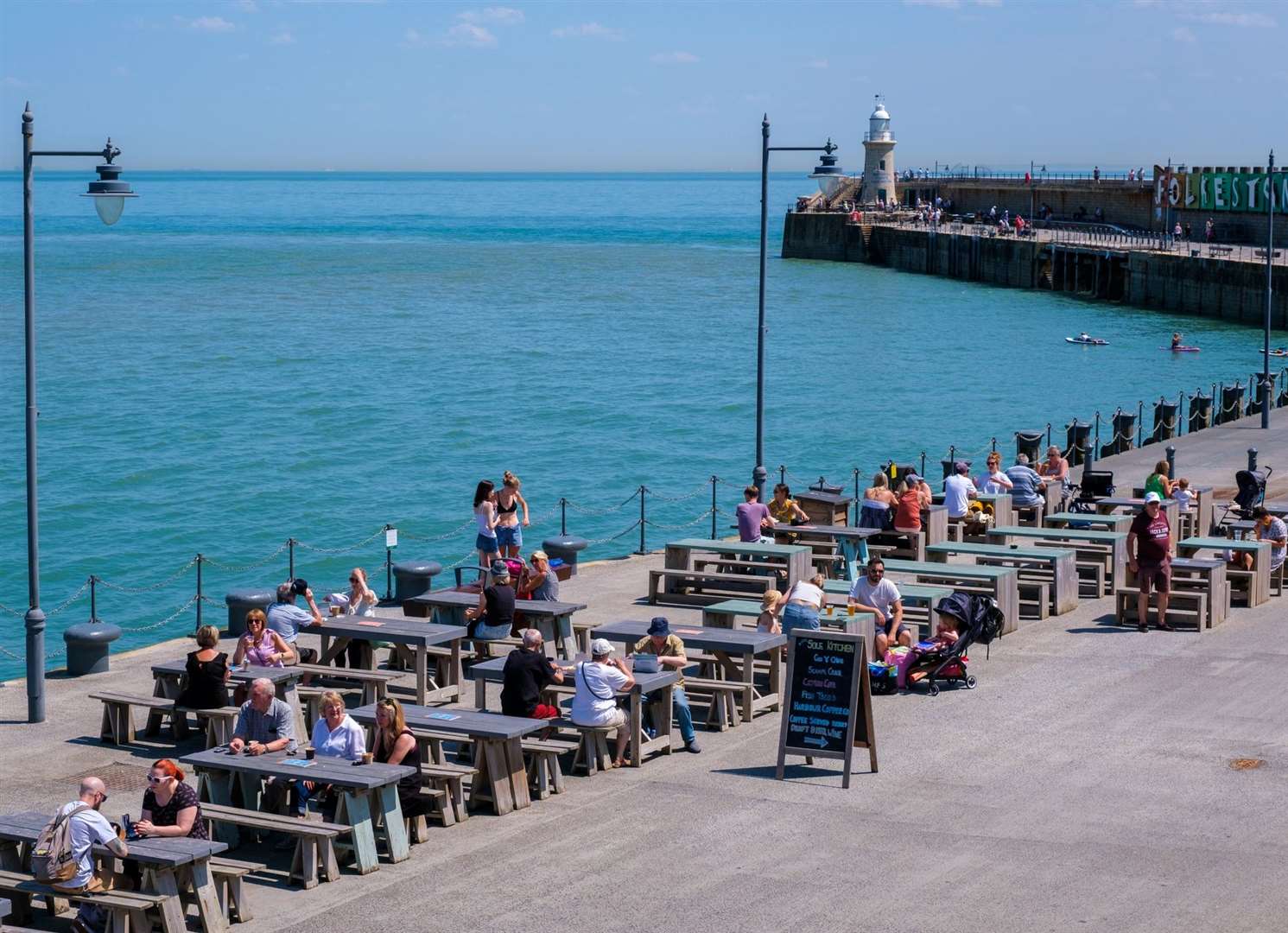 The Big Greek Bus was an iconic part of Folkestone Harbour Arm